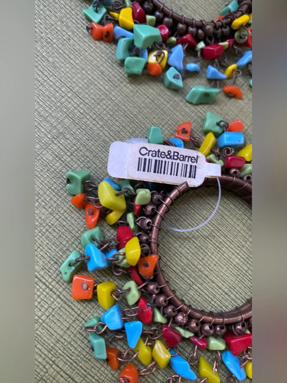 Vintage Crate&Barrel Multicolor Beaded Napkin Rings